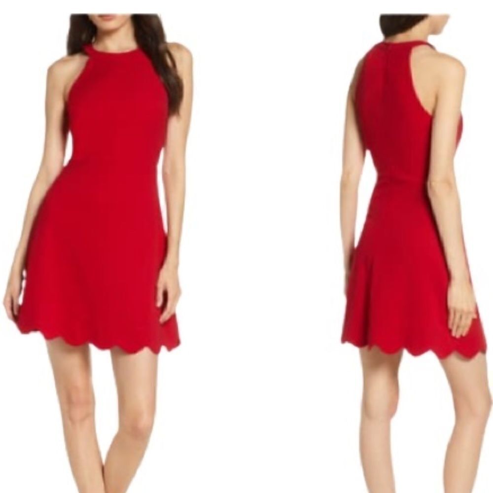 Lulu’s Mamacita Red Halter Skater Dress Sz XS